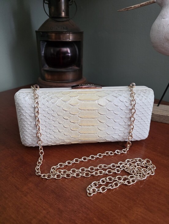 Coach Handbags - Coach 51550 Madison Pinnacle Minaudiere Ivory Python Embossed Leather Clutch